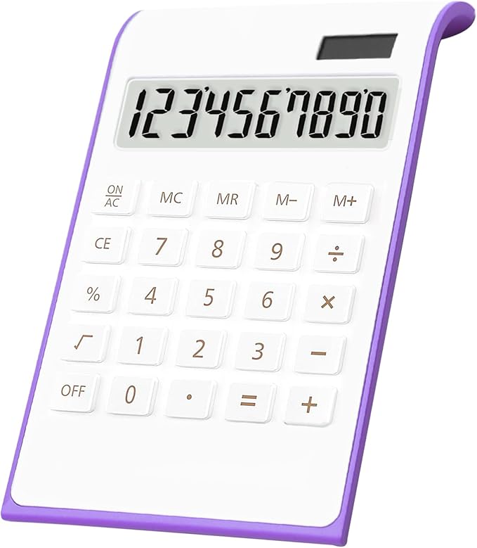 Purple Calculator, Solar Calculator for Desk, Small Calculators Desktop