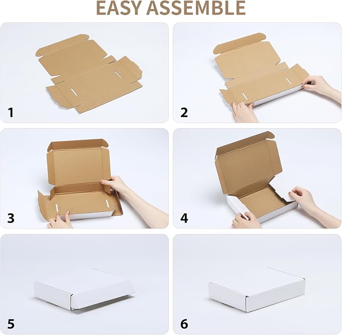 RLAVBL 10x8x3 Shipping Boxes Set of 25, White Corrugated Cardboard Box for Packing, Mailing, Business