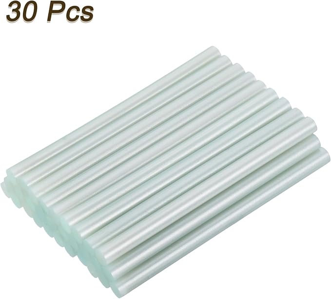 uxcell 30pcs Mini Hot Glue Gun Sticks 4-inch x 0.27-inch High Sticky Small Hot Glue Sticks for Glue Gun, Metallic Green