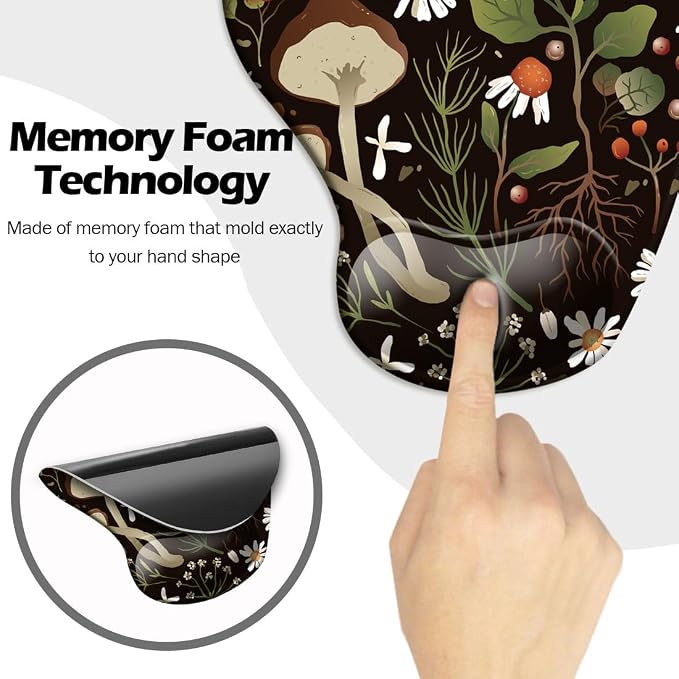 Ergonomic Mouse Pad with Wrist Support and Coaster,Mouse Pads with Non-Slip PU Base for Home Office Working Studying Easy Typing & Pain Relief Daisy