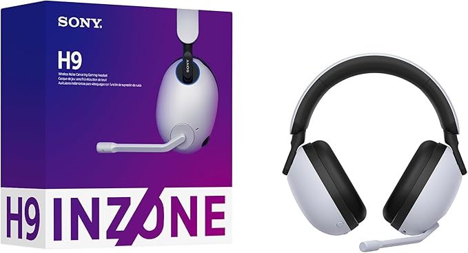 Sony INZONE H9 Gaming Headset, Wireless Noise Canceling Bluetooth Headset With Microphone, 360 Spatial Sound, For PC and PS5 (WH-G900N), White