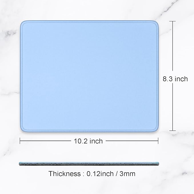 Hsurbtra Mouse Pad, Premium-Textured Square Mousepad 10.2 x 8.3 Inch, Stitched Edge Anti-Slip Waterproof Rubber Pretty Cute Computer Mat for Office Gaming Laptop Women Kids Sky Blue