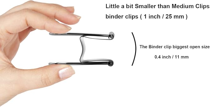 Nctinystore Binder Clips Little a bit Smaller Than Medium Clips Metal Clamp 1-in / 25-mm (Silver, 24-Count)