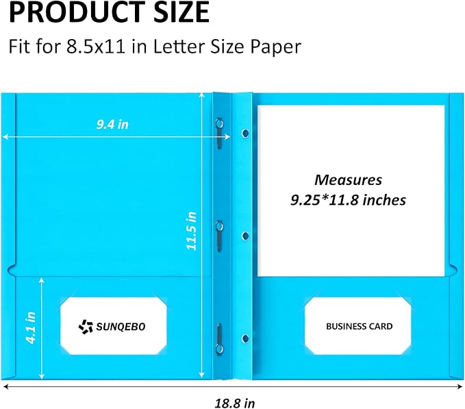 2-Pocket Folders with Prongs, 5 Pack Aesthetic Color, 3 Prong File Folders | Heavy Duty Paper Two Pocket, Fit Letter Size, Flexible Colored Folders, for Kids Back to School, Office Filing Supplies