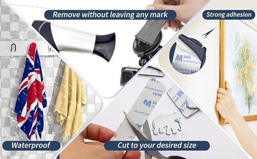 Double Sided Tape HeavyDuty,Double Sided Tape for Walls,80Pcs Oval 1.57" x 1.18" 2 Sided Sticky Waterproof Pads,Super Strong Removable Double-Sided Foam, Mounting Black Tape for Hanging