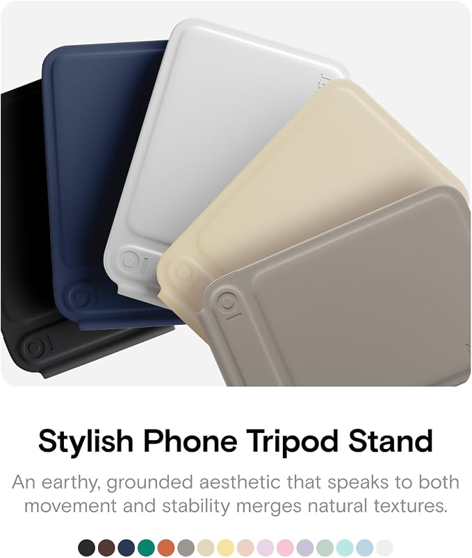 MOFT Phone Tripod Stand & Wallet, NFC Card Holder, Hold 1-2 Cards | Mulit-Angles | Portable l MOVAS Leather | Magsafe Compatible | Easy to Charge | Travel Essential |For Content Creators
