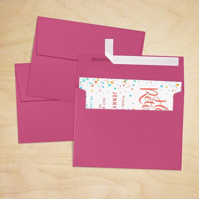 LUXPaper A7 Invitation Envelopes | Peel & Press | 5 1/4" x 7 1/4" | Magenta Pink | 80lb. Text | 500 Qty