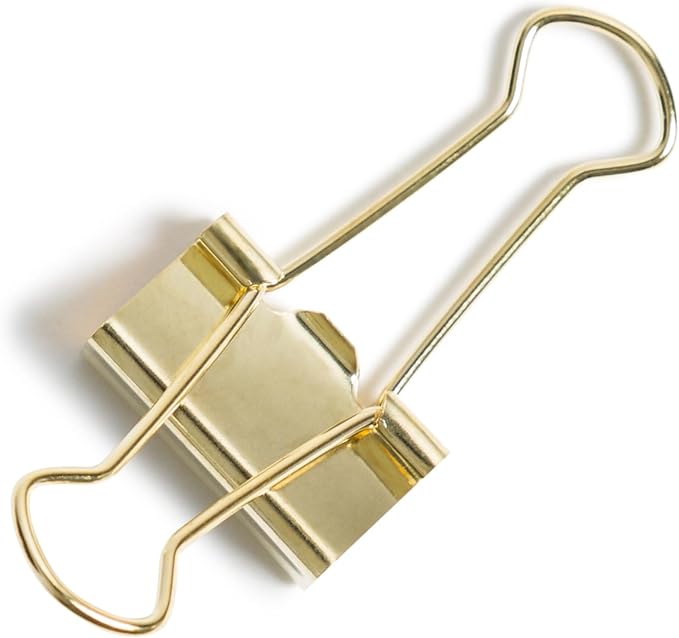 U Brands Binder Clips, 72-Count, 3/4 Inch, Mini Paper Clamps, Gold