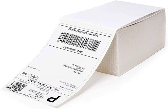 MFLABEL 4x6 Direct Thermal Labels (15000 Labels) 4" x 6" Perforated Shipping Labels Compatible with Zebra Printers Fanfold Thermal Label Stickers for Shipping Packages - 30 Stacks White Labels