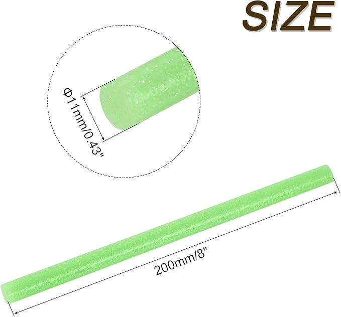 uxcell 30pcs Full Size Hot Glue Gun Sticks 8-inch x 0.43-inch High Sticky Large Hot Glue Sticks for Glue Gun, Glitter Fruit Green