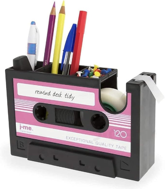Cassette Tape Dispenser Pen Holder Vase Pencil Pot Stationery Desk Tidy Container Office Stationery Supplier Gift (Red)