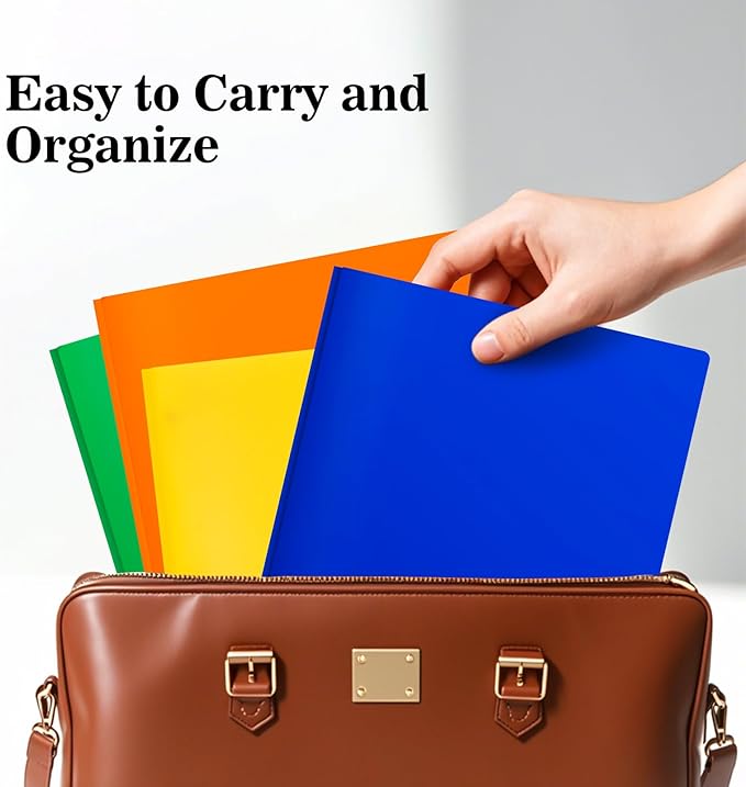 72-Pack Plastic Folders with Pockets and Prongs,2-Pocket Folders with 3 Fasteners, Holds 8-1/2" x 11" Paper for School/Office/Home, Blue