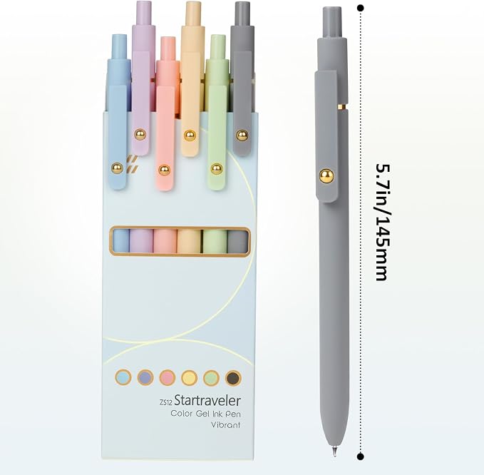 FIOVER Colored Gel Pens 6 Pack 0.7mm Medium Point Pens for Journaling | Quick-Dry Ink, Smooth Writing Colorful Pens for Note Taking, Doodling, Aesthetic Office School Supplies, Gifts for Women Men
