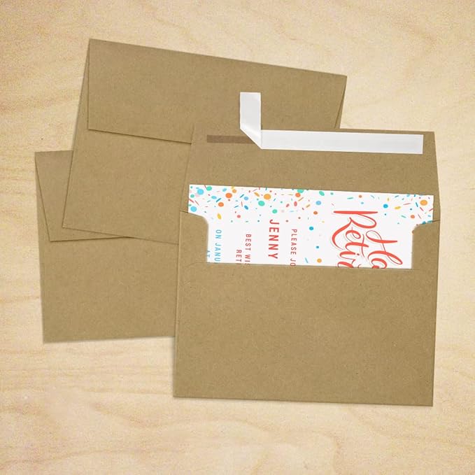 LUXPaper A7 Invitation Envelopes for 5x7 Cards | Peel & Press | 5 1/4" x 7 1/4" | Grocery Bag Brown | 70lb. Text | 50 Qty.
