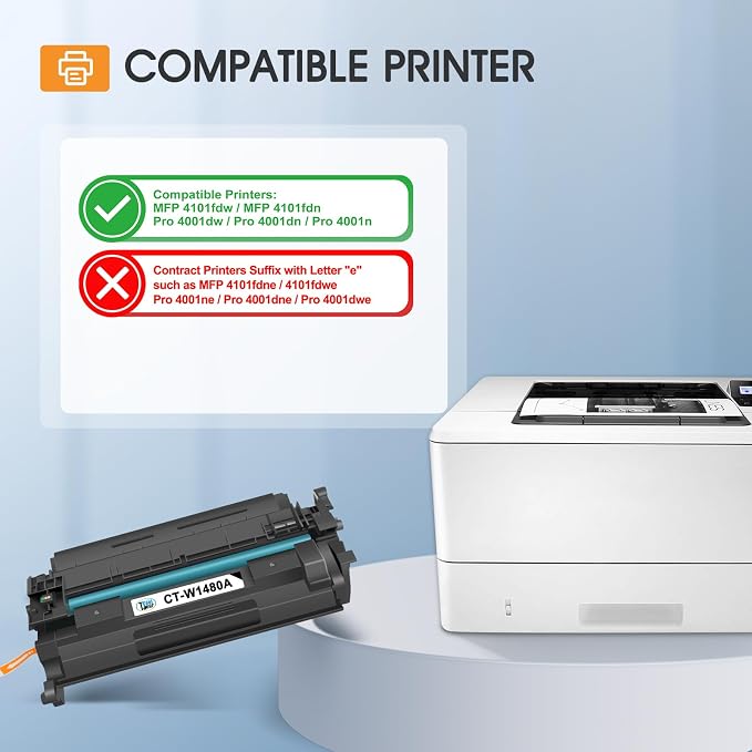 148A W1480A Toner Cartridge Black 4001n MFP 4101fdw 148X W1480X High Yield | Compatible for HP 148 148A for HP LaserJet Pro MFP 4101fdw 4101fdn Pro 4001dw 4001dn Printer Ink (4 Pack with Chip)