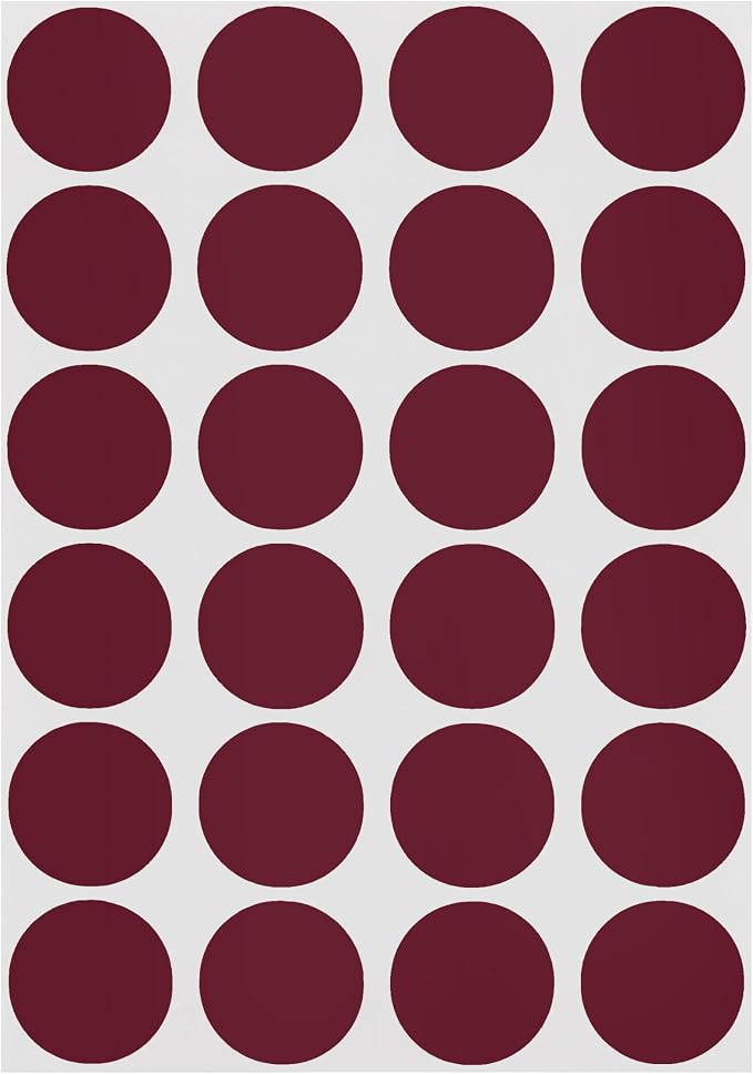 Maroon Dot Stickers, 3/4 Inch, 1008/Pack | Semi-Gloss Paper Circle Labels for Offices, Retail, Classrooms, and Warehouses. Made in USA