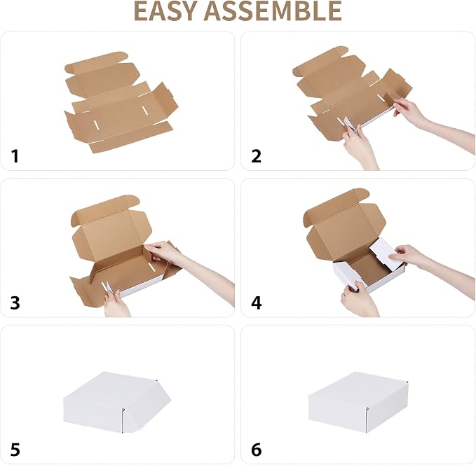 RLAVBL 12x8x4 Inches Shipping Boxes Set of 20, White Small Corrugated Cardboard Box, Mailer Boxes for Packing Small Business