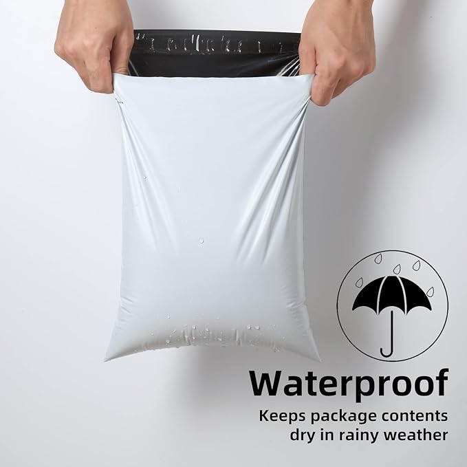 White Poly Mailers 14.5x19 in, Shipping Bags, 500 Pcs | Bulk poly mailers and mailer bags for shipping clothes; large shipping envelopes for packing shirts and hoodies.