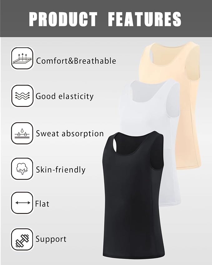 XUJI Transgender FTM Women Breathable Tank Chest Binder