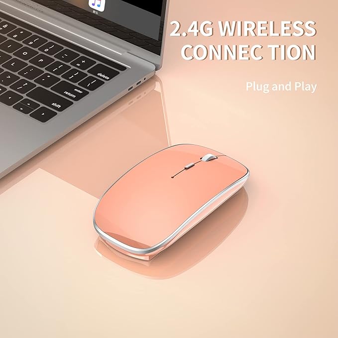 Wireless Mouse Chargeable Portable Silent USB-A and USB-C Dual Mode Wireless Mouse 3 Adjustable DPI for Laptop, Mac, Android, PC (Q23S Orange)