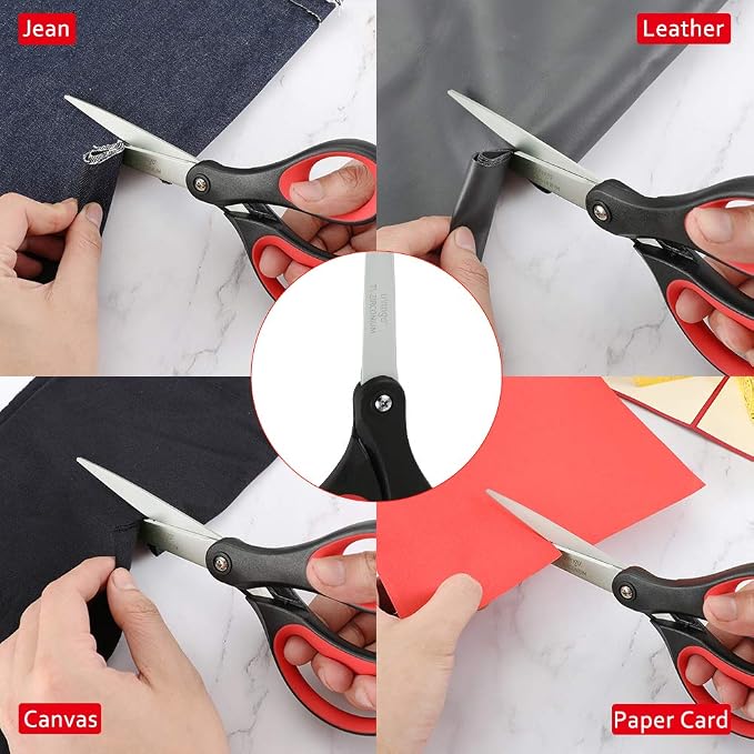 LIVINGO 8" Scissors All Purpose 3-Pack, Titanium Ultra Sharp for Office | Premium Stainless Steel, Heavy Duty, Comfort Grip, Home & School, Sewing & Crafting DIY Cutting Fabric Paper