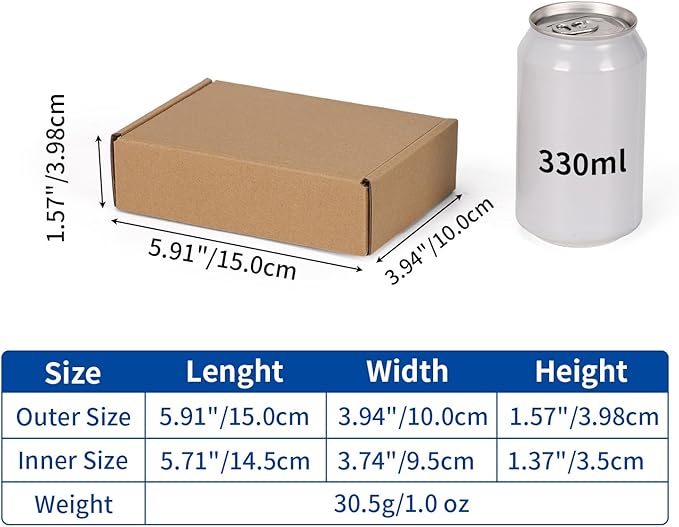 CRUGLA 6x4x1.5 Small Shipping Boxes, 100 Pack Brown Kraft Folding Mailer Boxes, 3-Ply Corrugated Cardboard Mini Box Mailers for Small Business Packaging