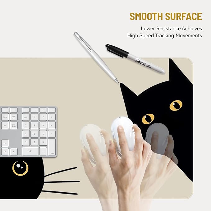Mousepad Desk Mat Gaming Large Keyboard Cute Office Desktop Computer Laptop Cat XXL Long Giant Big Kawaii Aesthetic Girly Pretty Design Women Girl Gamer Oversized Wide 30x12'' Mousepad