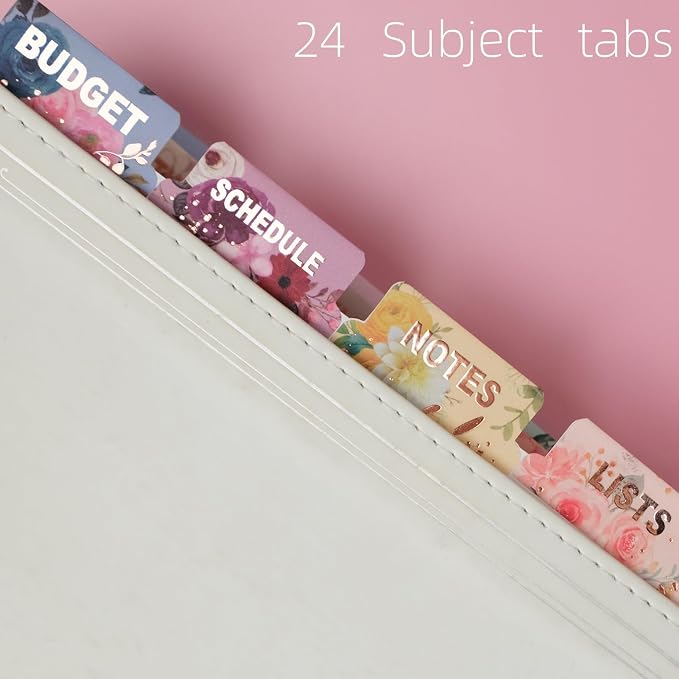UPAFEXXI-Laminated Planner Monthly Tabs, 72 Stickers in Total(Floral) | 24 Month,24 Subject,24 Blank,Calendar Monthly Label Stickers for Planners, Subject Label Adhesive Tabs for Folders, Pages