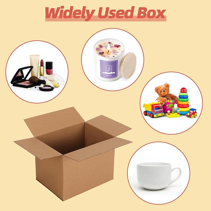 30-Pack Shipping Boxes 8x6x6 Inches, Brown | Corrugated Cardboard Box for Business Packing, Shipping, and DIY, Easy to Fold and Assemble