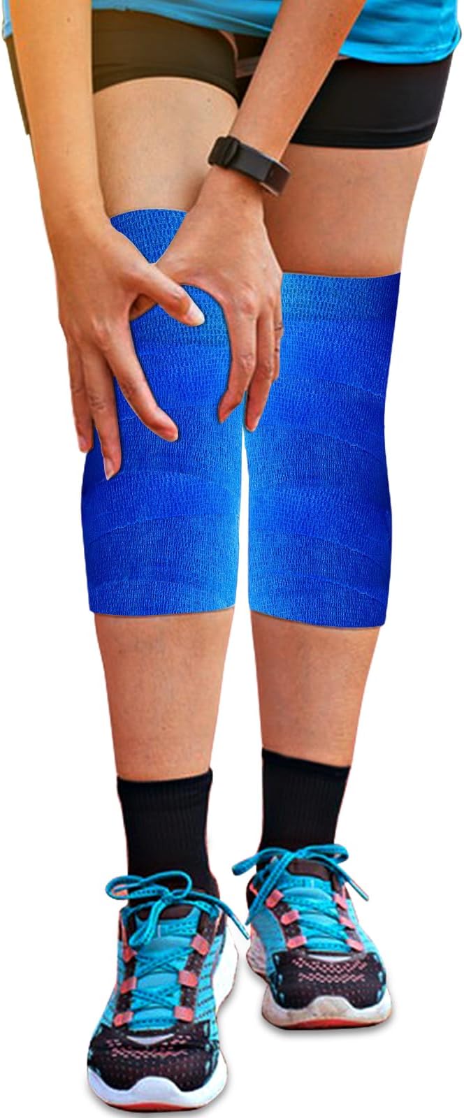 Ice Tape, Self Sticking Bandage Wrap （No Refrigeration Needed）Ice Wrap Instant Cold Compress Compression Tape Wrap, Athletic Muscle Tape, Athletic Tape for Pain and Swelling: Blue