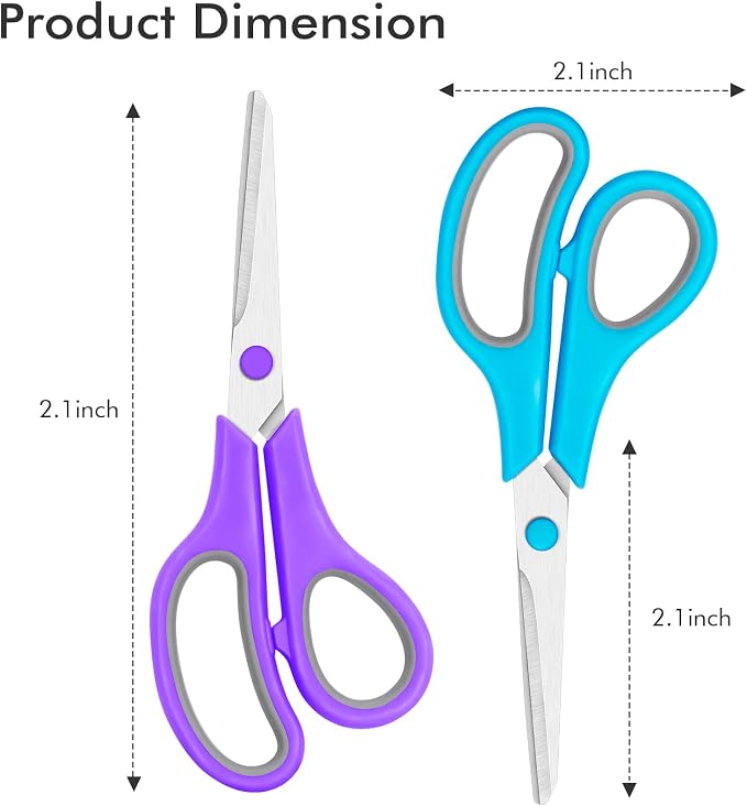 30 Packs Scissors Bulk, 8 Inch Scissors All Purpose Sharp Sewing Fabric Shears for Office Home School Supplies, Middle/High School Student Teacher Classroom Craft Scissor, Comfort Right/Left Handles