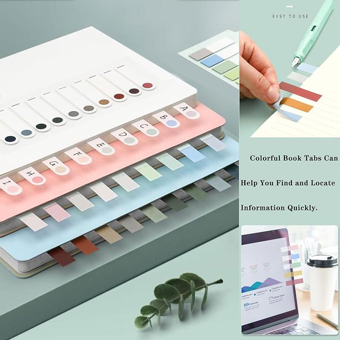 ELII 1200pcs Sticky Tabs Page Markers,Morandi Sticky Note Tabs Colored | Writable and Repositionable,Book Tabs for Annotating,Book Flags Tabs Strip Index Tabs,Page Tabs,Bible Study,Safety Material