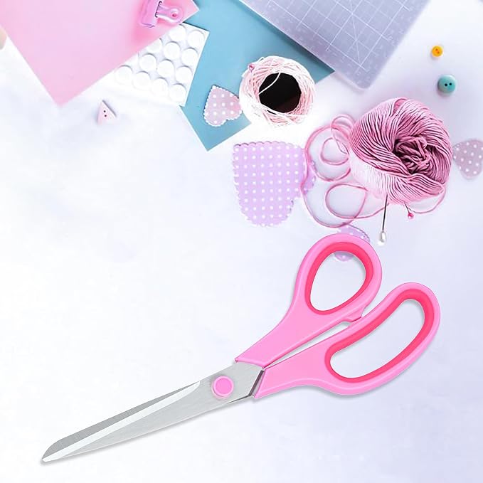 Scissors for Office Home School Craft Sewing Fabric Supplies(Pink), 8 Inch | Cute Pink, All Purpose, Stainless Steel