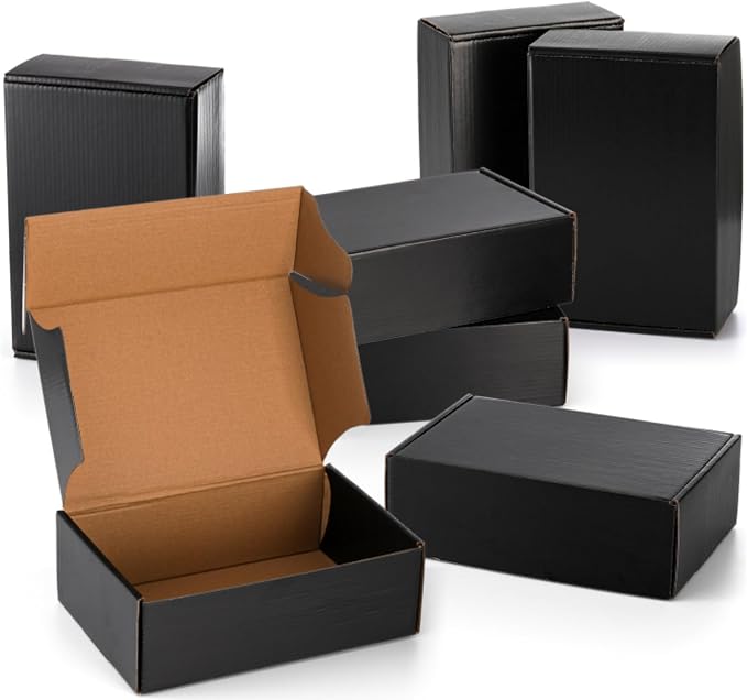 Dicunoy 30 Pack CardBoard Boxes, 9 x 6 x 3 Inches Small Shipping Boxes, Black Corrugated Cardboard Box for Mailing Packing Literature Mailer, Packaging Boxes for Gift, Small Business
