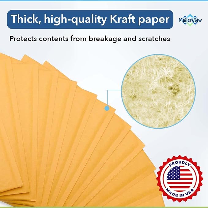 Kraft Bubble Mailers 8.5x14.5, Self Seal Padded Envelopes #3, 100 Pack | Fits Books & Magazines, No Tape Needed, Cushioned Protection, Tear-Resistant Yellow Kraft, Made in USA