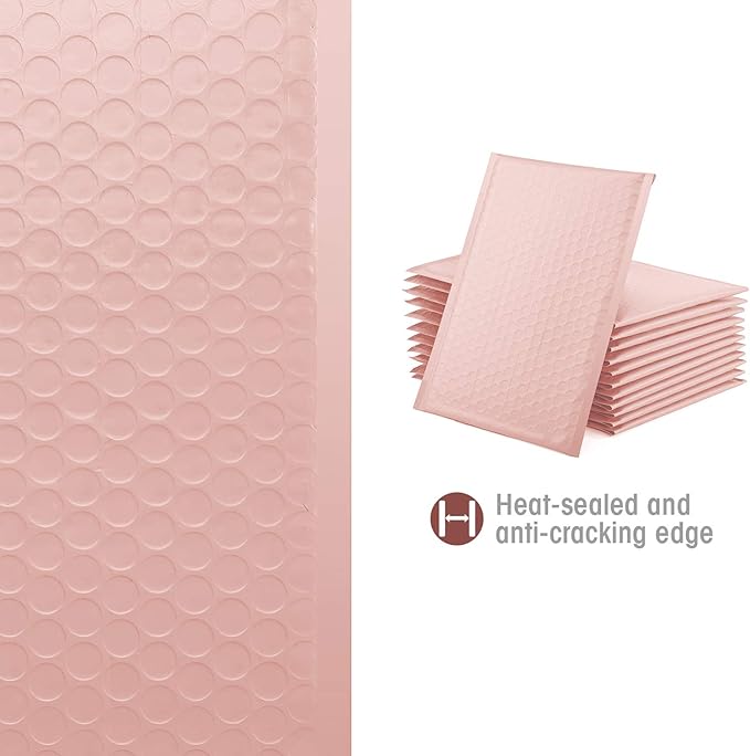 GSSUSA Bubble Mailers 6x10 Inches Padded Envelopes 50 Pack Usable Size 6x9" Small Envelope Bags Shipping Bag Bulk Pack Self Seal Package Mail Packing Business Supplies, Light Pink