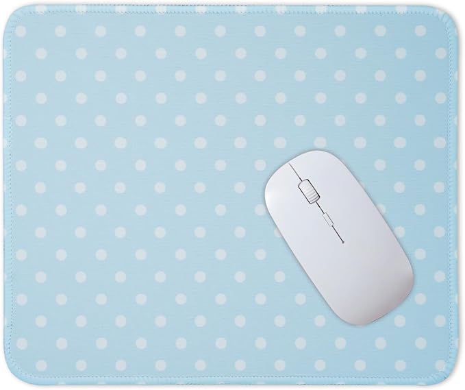 Mouse Pad for Desk with Stitched Edge, Premium Cute Washable Mouse Pads. Computer Mousepad with Non-Slip Rubber Base, Mousepads for Laptop, 9.25x7.75x0.12 inch (Aqua Dots)