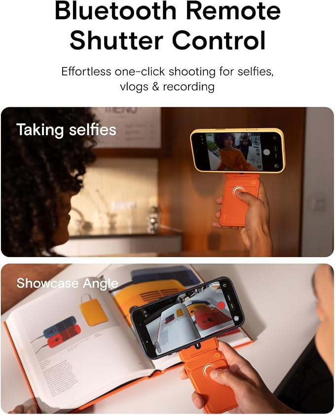 MOFT Trackable Tripod Wallet, 4-in-1 MagSafe Selfie Stick for Vlogging | Hold 1-2 Cards | Capture Button | Adjustable Phone Stand | Multi-Angle |Stylish&Minimalist |MOVAS Leather |Vlogging & Selfies