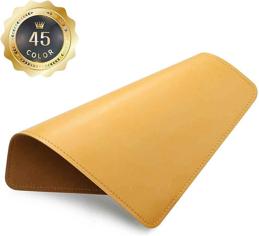 PU Leather Mouse Pad with Stitched Edge, Micro-Fiber Base, Non-Slip Waterproof, 8x11Inch (Light Yellow)