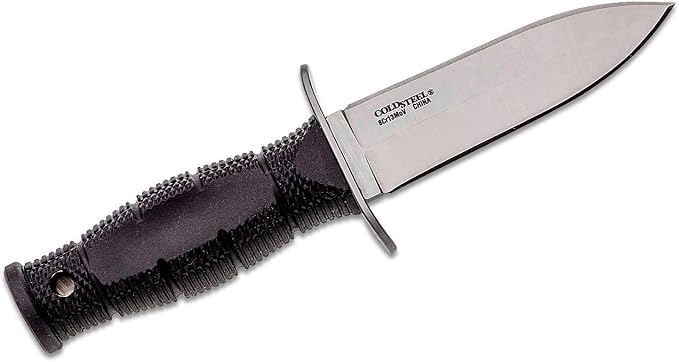 Cold Steel Mini Leatherneck Double Edge Spear Point Compact Lightweight 3.5" 8CR13MOV Steel Fixed Blade Outdoor Hunting Utility Knife, 3.25" Textured Ergonomic Kray-Ex Handle, Secure-Ex Sheath