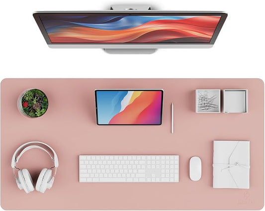 K KNODEL Large Desk Protector Mat and Pad for Office (Pink, 17" x 35.4") | Waterproof Desk Mat, Desk Pads and Blotters, Desktop Mat, Desk Protector and Cover, Office Computer, Laptop and Keyboard Mat