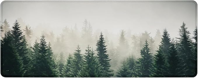 Gaming Mouse Pad with Anti-Slip Rubber Base, Extended Large Computer Mouse Mat with Stitched Edges, Long XL Anime Mousepad for Laptop and Keyboard, 31.5 x 11.8 inch (Forest Tree)