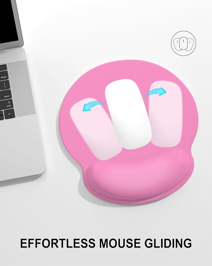 Auhoahsil Mouse Pad, Ergonomic Mouse Pad with Wrist Rest, Pain Relief Computer Gel Mouse Pad Wrist Support for Laptop, Mousepad with Non-Slip PU Base, Mouse Pads for Desk, Hot Pink