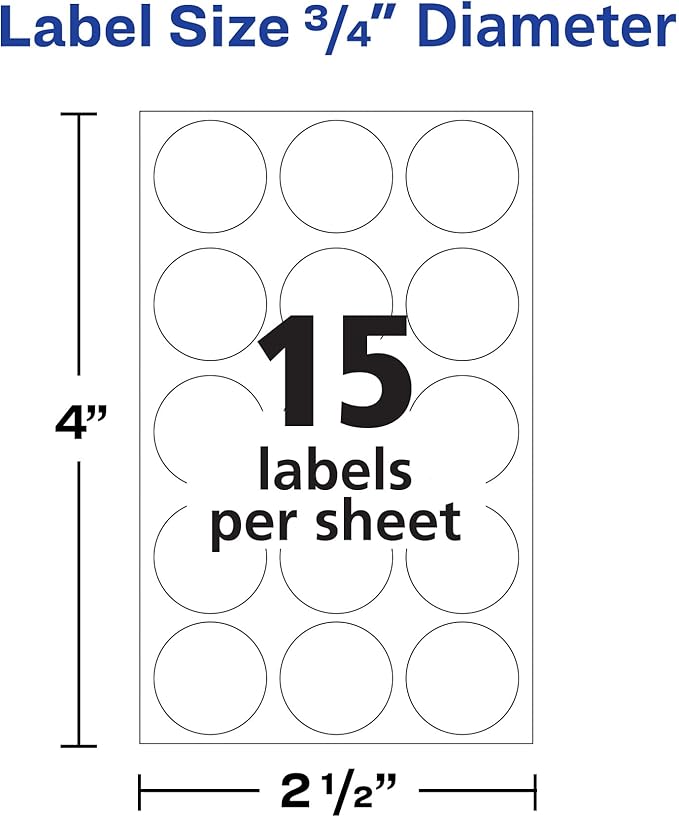 Avery Multi-Use Removable Labels, 3/4 Inch Round Stickers, White, Non-Printable, 315 Blank Labels Total (6738)