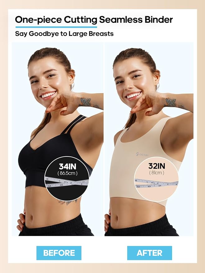 GCTBL Chest Binder for Transgender FTM Trans Binder Bra for Large Breasts | Seamless Swim Binder, Compression Bra for Women, Invisible, Full Coverage, Comfortable Fit, Daily Wear, Summer Breathable Top