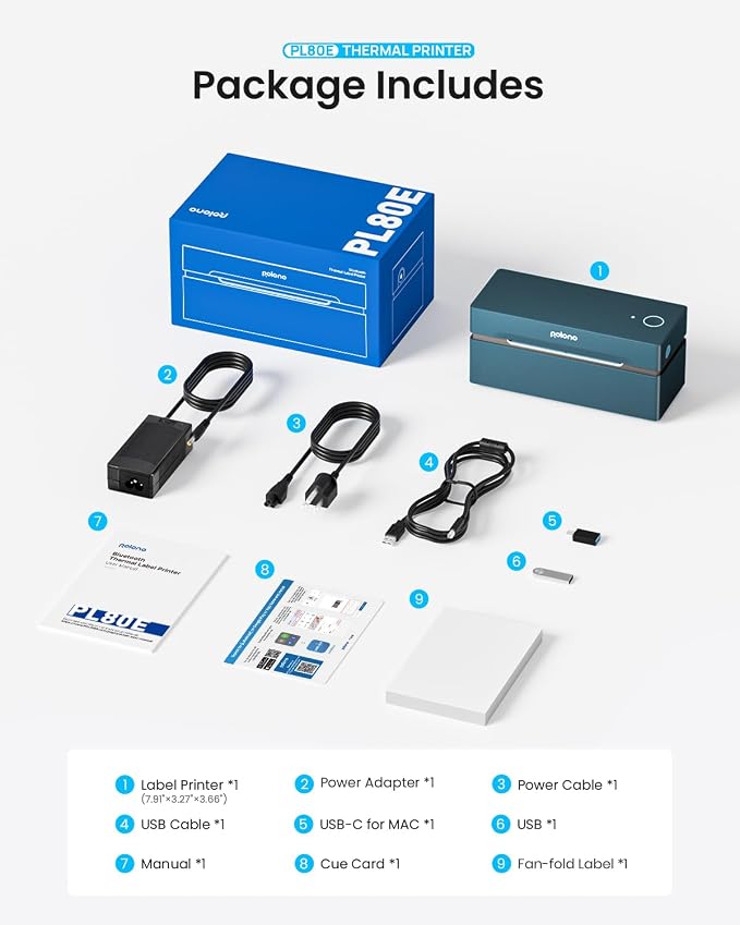 POLONO Bluetooth Thermal Shipping Label Printer, 4x6 Label Printer for Shipping | Good Quality, Faster Speed, High-Efficiency, Easy to Use, Wireless 4x6 Shipping Label Printer for Amazon, Etsy, USPS, Shopify