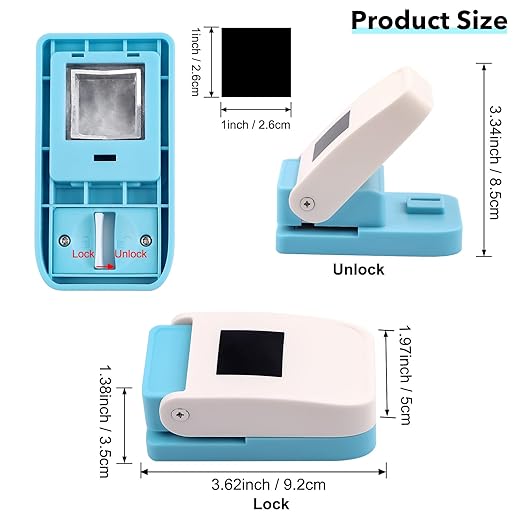 3 Pcs Paper Punch, 1X0.8 inch Rectangular Postage Stamp Punches & 1" Square Hole Punches, Lever Action Craft Hole Puncher for Paper Crafting Card Making DIY Projects Crafts Tools