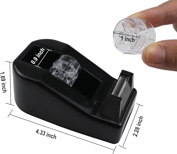 1Pcs Desktop Tape Dispenser,Adhesive Roll Holder with Weighted Nonskid Base,Office Tape Dispensers for School, Office and Home (Black)