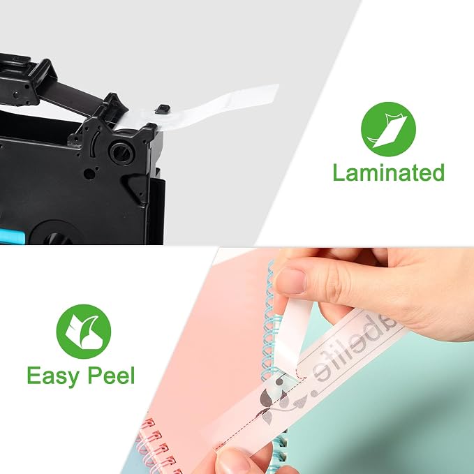 5-Pack TZe TZ Tape 12mm 0.47 Laminated Clear Label Tape TZe-131 TZe131 | Replacement for Brother Label Maker Tape Clear, Compatible with Brother P Touch PT-D210 PT-D220 PT-H110 PT-D410 PT-D400