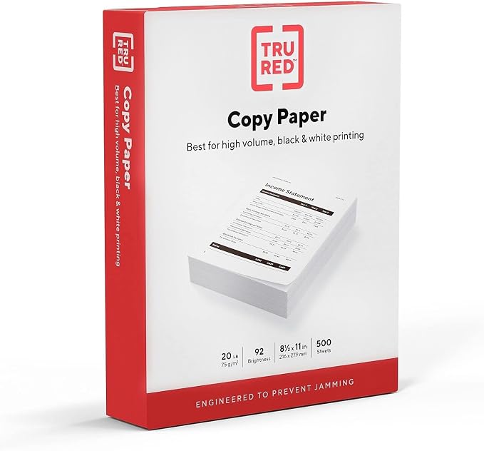 COMPATIBLE WITH TRU RED 8.5" x 11" Copy Paper 20 lbs. 92 Brightness 500/Ream 135855